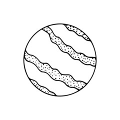 Planet line art. Heavenly body. Cosmic matter of the galaxy. Star of the universe. Astronomy. Hand drawn vector doodle illustration. Simple outline element.