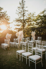 Rustic decor. Decoration for a special occasion. Everything is almost finished for ceremony.