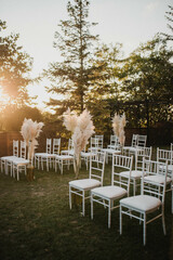 Rustic decor. Decoration for a special occasion. Everything is almost finished for ceremony.