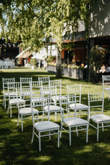 Rustic decor. Decoration for a special occasion. Everything is almost finished for ceremony.