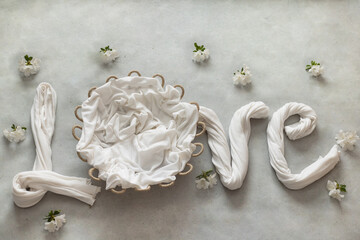 white  word love for backdrop newborn and baby	