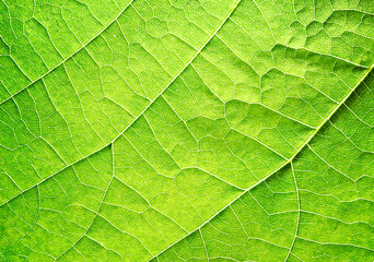 Fototapeta na wymiar A macro surface of fresh tropical ligh green leaf pattern