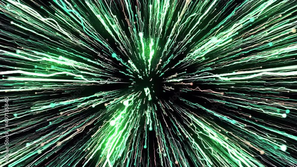Poster bright abstraction.motion. a dark background with long bright lines shimmering and moving in the 3d 