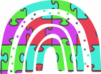 Autism Awareness Rainbow Puzzle
