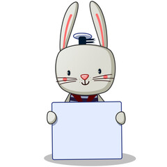 cute bunny holding note. vector