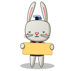 cute bunny holding note. vector