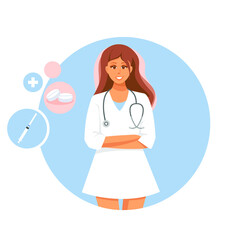  Drawing of a medical worker. Nurse
