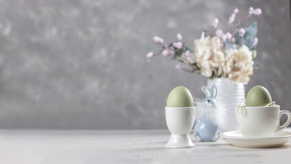 Easter background. Happy Easter Bunnies. Banner. copy space