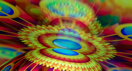 Abstract multicolor psychedelic background created with a metal spoon reflection