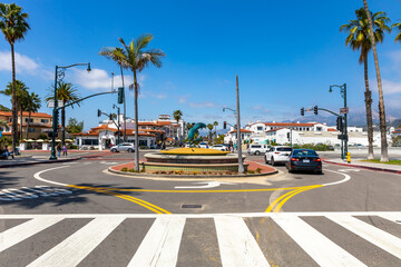 Traditional colonial architecture in Santa Barbara, California. USA. Popular tourist destination. 