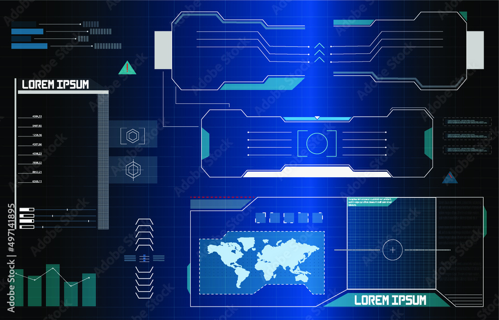 Poster hud elements,graph.vector illustration.head-up display elements for the web. hud ui gui futuristic u