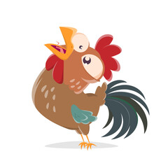 funny cartoon illustration of a shouting rooster