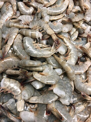 Raw shrimp at the fish