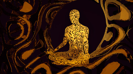 Plakat 3d illustration meditative immersion into the dark side of awareness