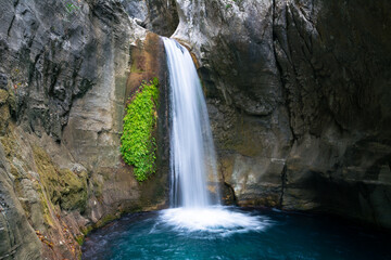 A beautiful small waterfall in Turkey in the Sapadera Canyon
