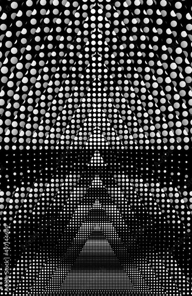 Aufkleber pattern and triangular concentric designs based on diagonal striped design in black and white with d