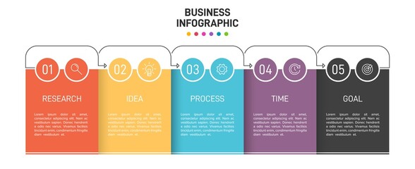 Infographic design with icons and 5 options or steps. Thin line vector. Infographics business concept. Can be used for info graphics, flow charts, presentations, web sites, banners, printed materials.