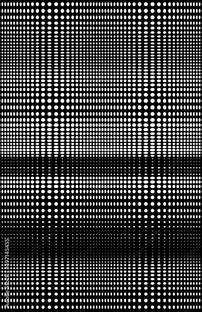Aufkleber pattern and grid, rectangular designs based on diagonal striped design in black and white with dots 