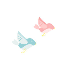 Vector illustration set of birds. Birds in flat style