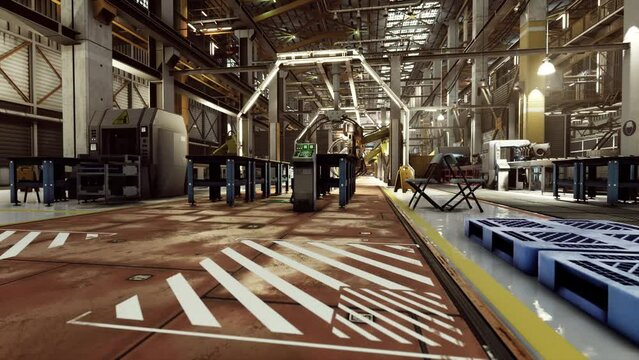robotic arms in a car factory
