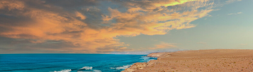 Beautiful desert on Fuerteventura Island, Canary , Spain - 497146244