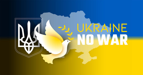 Ukraine No War poster banner - Peace for Ukraine concept, support ukrainian army, peace vector design