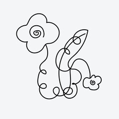 line art abstract flower chamomile