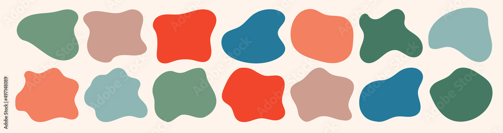 Poster organic amoeba blob shape abstract colorful vector illustration isolated on white background. set of