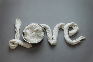 white word love for backdrop newborn and baby
