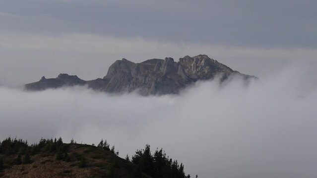 Ciuca mountains in fog, Romania