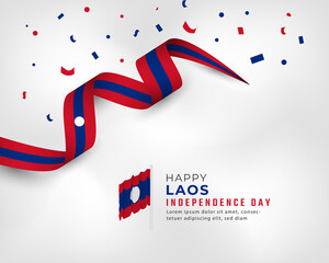 Happy Laos Independence Day October 22 th Celebration Vector Design Illustration. Template for Poster, Banner, Advertising, Greeting Card or Print Design Element