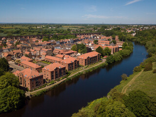 Fototapeta na wymiar View of the River Tees and the town of Yarm