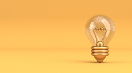 Yellow gold light bulb 3D