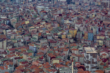 Fototapeta premium Residential buildings in Istanbul. Urban sprawl. Aerial view of Istanbul City in Turkey. 