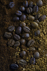 roasted coffee beans close up