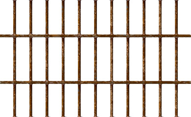Realistic Jail bars rusty, prison iron interior. Vector illustration metal lattice. Detention centre cell. Isolated.