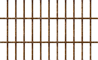 Realistic Jail bars rusty, prison iron interior. Vector illustration metal lattice. Detention centre cell. Isolated.