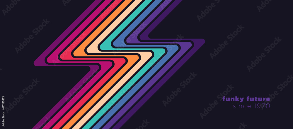 Poster abstract background design in futuristic retro style with colorful lines. vector illustration.