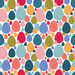 Easter eggs seamless pattern in trendy colors. Simple design for decor, scrapbooking. Isolated on white.