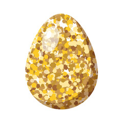 Golden glitter  texture egg. Easter holiday design.