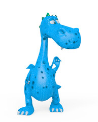 baby dragon is looking to the side on white background