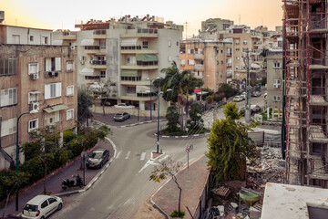 Buildings in a neighborhood in Petah-Tikvah, Israel; April 5, 2022; House renovation in the city.