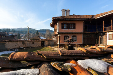 Typical Street and old houses in Koprivshtitsa, Bulgaria