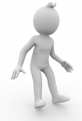 3d illustration of white character standing surprised