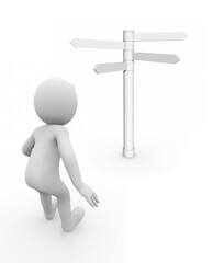 3d illustration of white character standing surprised