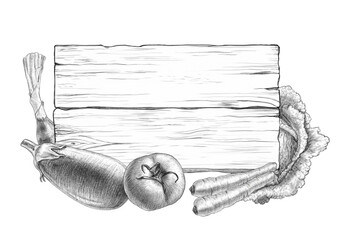 Vegetables wooden sign
