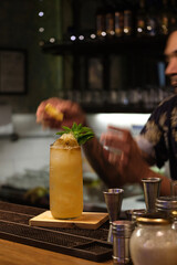 Fototapeta na wymiar bartender preparing cocktail
