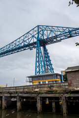 Fototapeta na wymiar The Tees Transporter bridge on Teesside which crosses the river Tees at Stockton and Middlesbrough