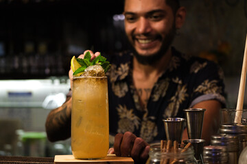 Bartender preparing cocktail