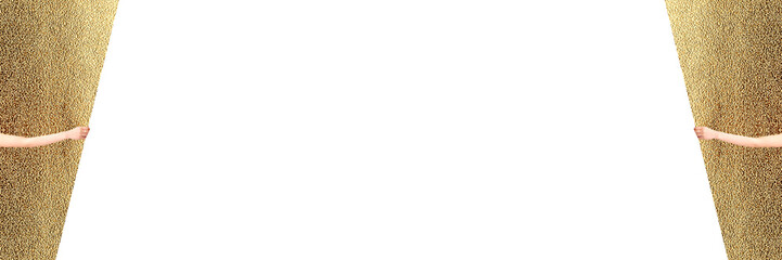 カーテンを開ける手